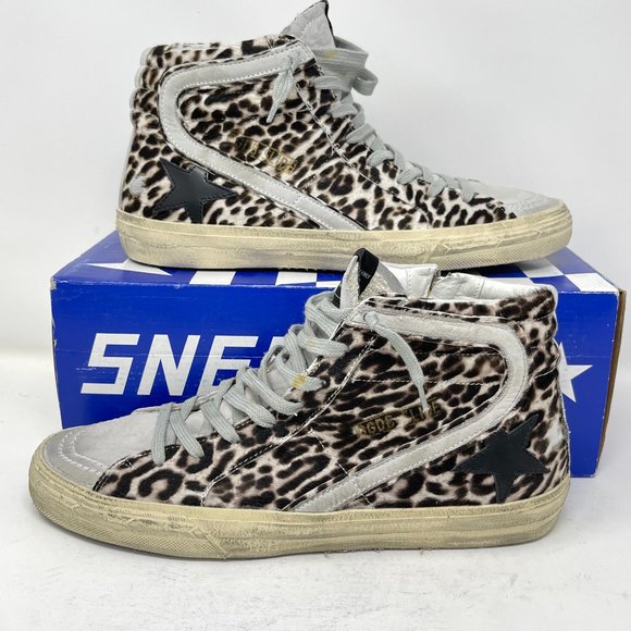 Golden Goose High Top SLIDE Leopard Pony Size 43 US 10 - Picture 1 of 12